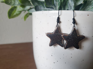 Black Sparkly Star Earrings