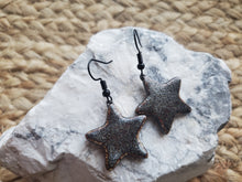 Load image into Gallery viewer, Black Sparkly Star Earrings