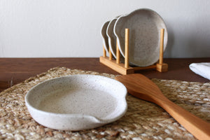 Spoon Rest - Speckled White - Flannel Feather